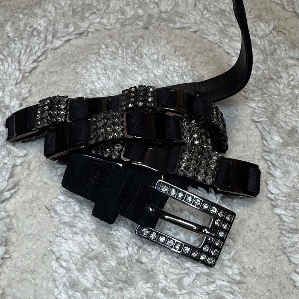 Ibel vintage Black Crystal-Embellished Women's Belt